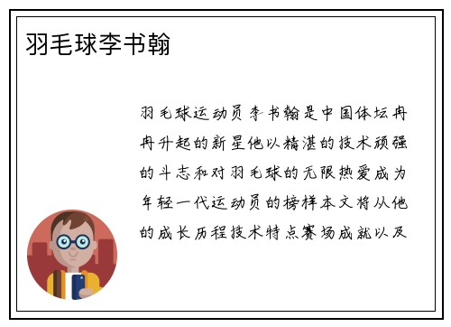 羽毛球李书翰